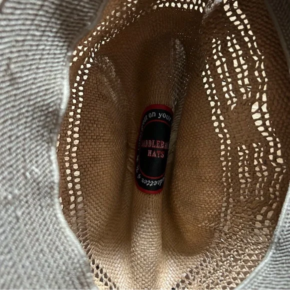 New Saddleback Western festival Cowboy concert paper straw leather silver hat - Picture 5 of 11